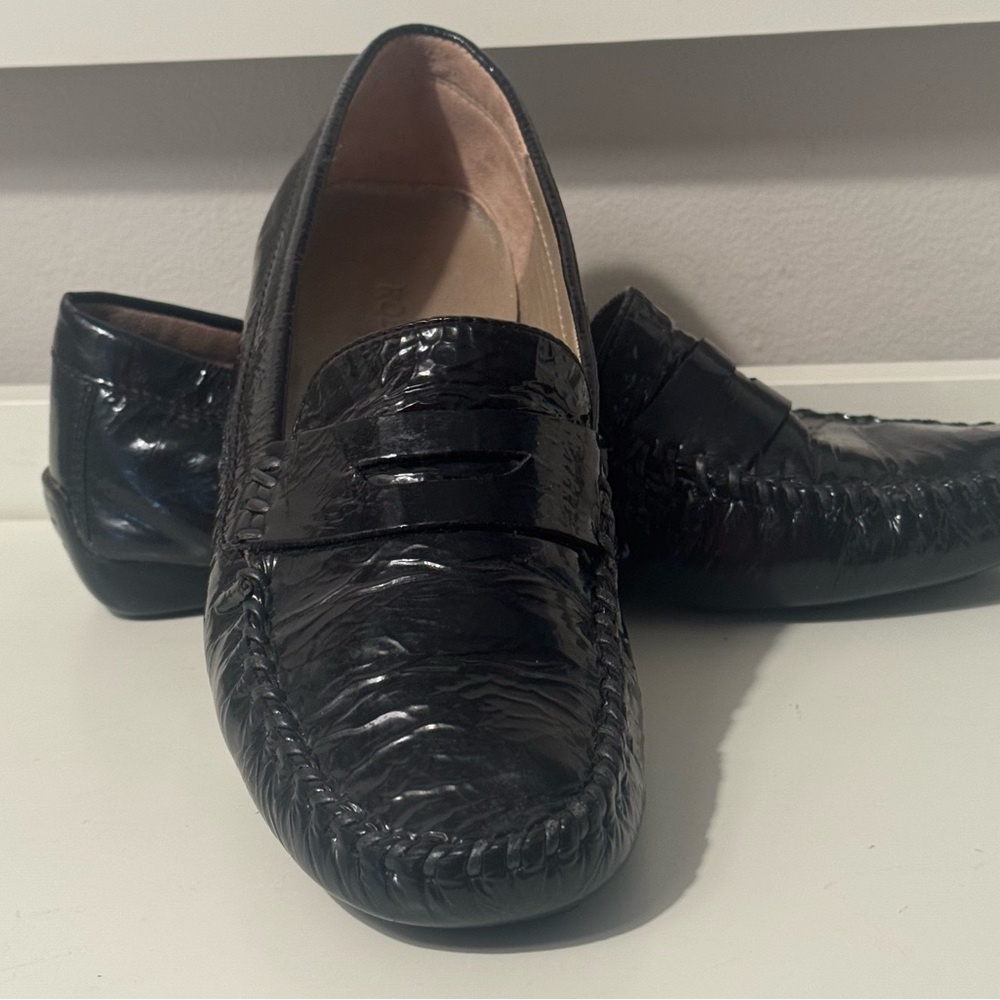 ROBERT ZUR Women’s Black Patent Leather Driving Moccasins Loafers Flats Sz 7M - Picture 2 of 10